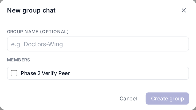 New group chat modal โ optional group name + member picker